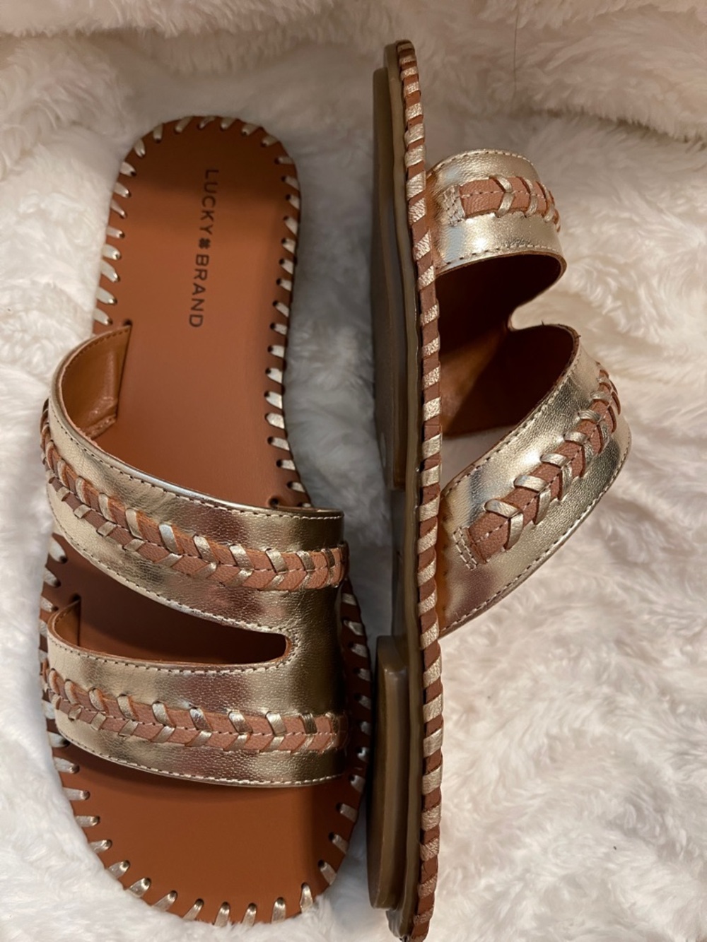 NIB Lucky Brand Zanora Leather Flat Sandals - Picture 2 of 15